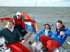 Roel, Bas, Floor en Roeland met 7 knopen richting Lelystad